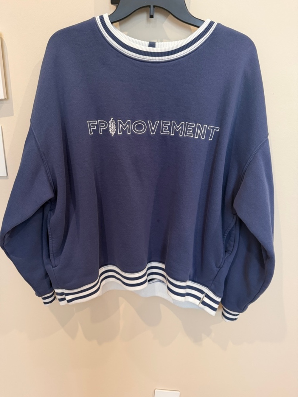 FP Movement Navy Sweatshirt with Striped Trim